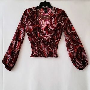 Vintage Y2K Bisou Bisou Multi Color Translucent Blouse Size S